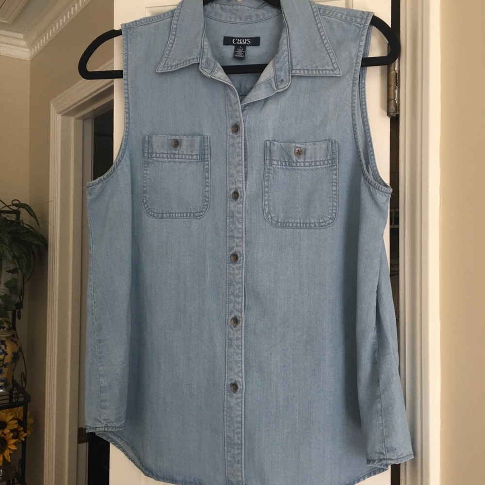 Chaps sleeveless jean shirt